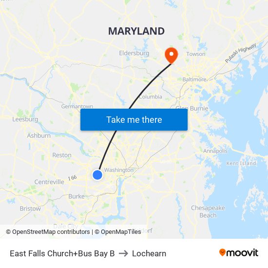 East Falls Church+Bay B to Lochearn map