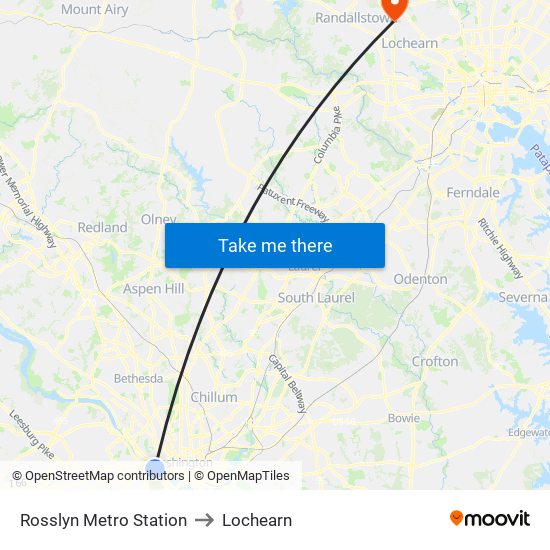 Rosslyn Metro Station to Lochearn map
