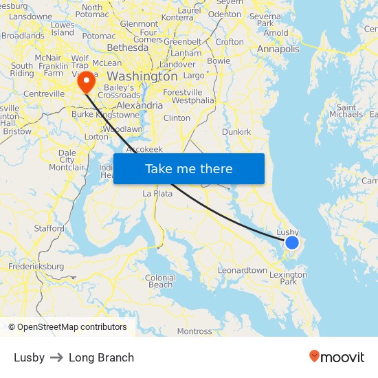 Lusby to Long Branch map