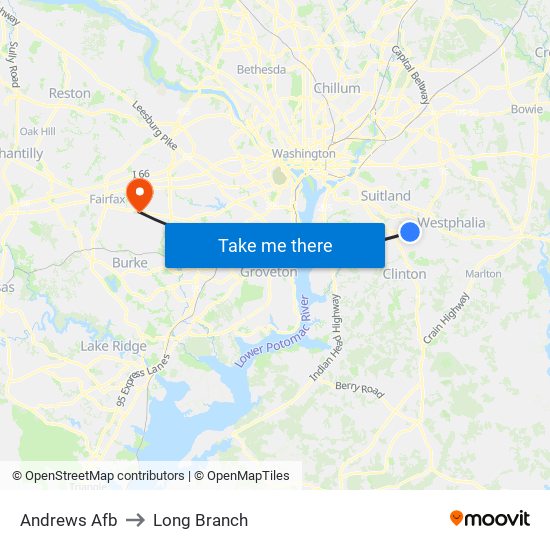 Andrews Afb to Long Branch map