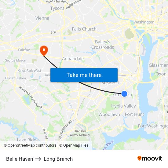 Belle Haven to Long Branch map