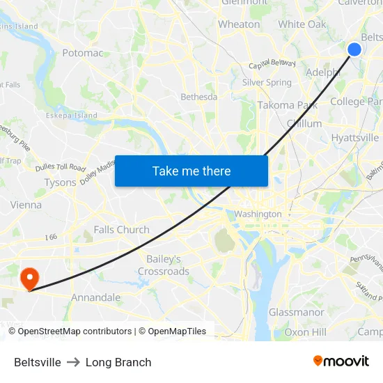 Beltsville to Long Branch map
