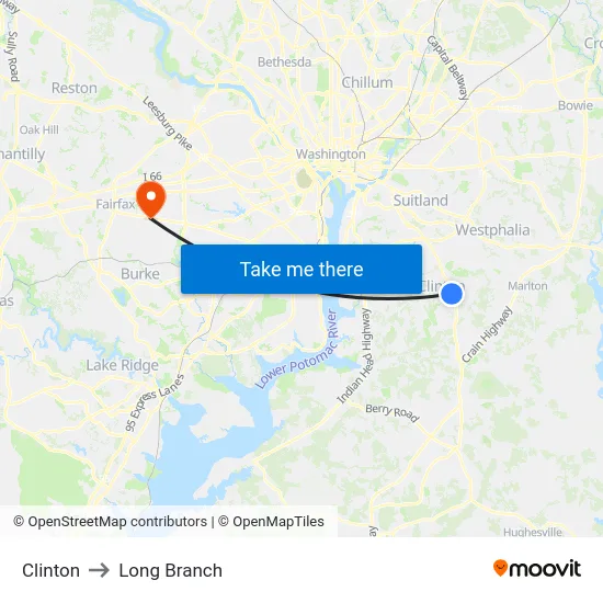 Clinton to Long Branch map