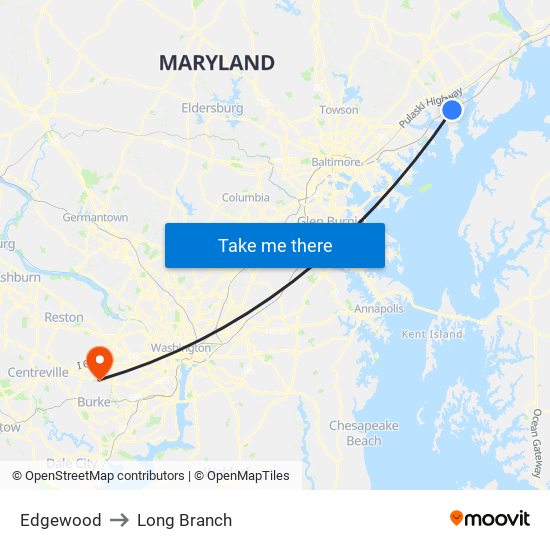 Edgewood to Long Branch map