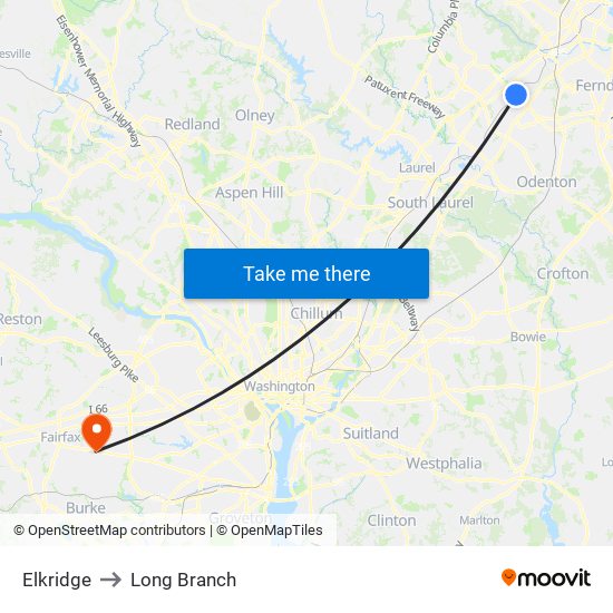 Elkridge to Long Branch map