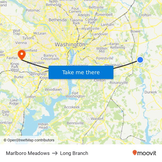 Marlboro Meadows to Long Branch map