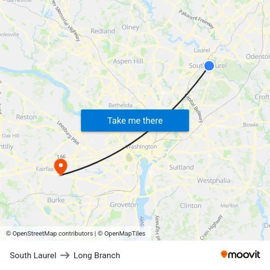 South Laurel to Long Branch map