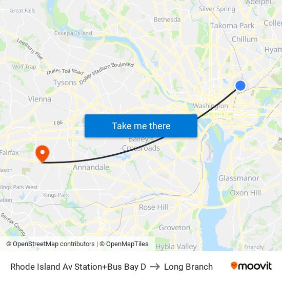 Rhode Island Ave-Brentwood+Bay D to Long Branch map