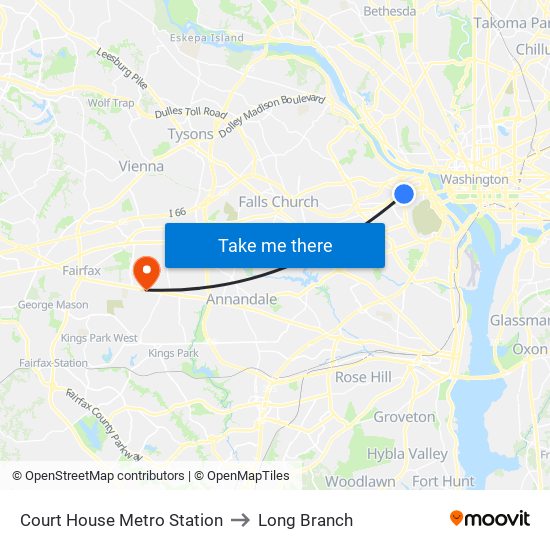 Court House Metro Station to Long Branch map