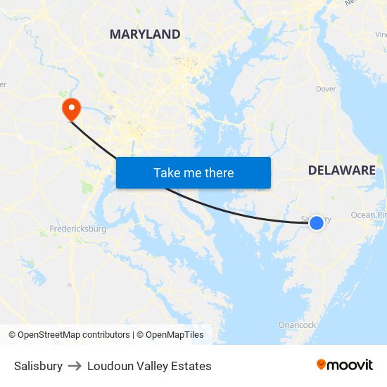 Salisbury to Loudoun Valley Estates map