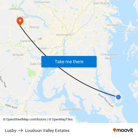 Lusby to Loudoun Valley Estates map