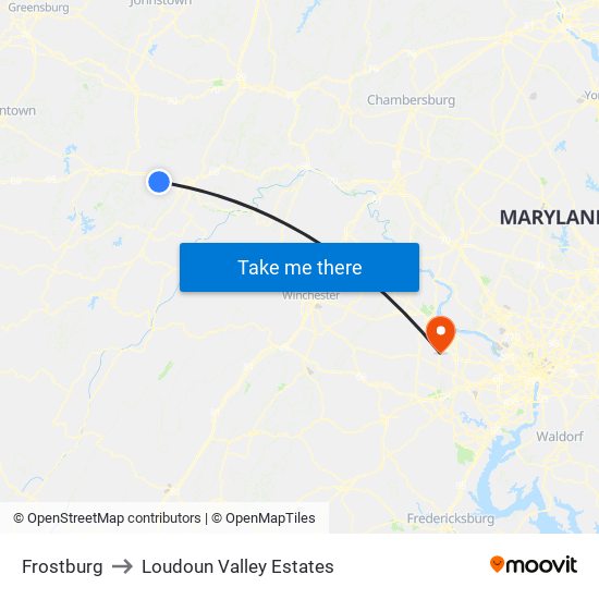 Frostburg to Loudoun Valley Estates map