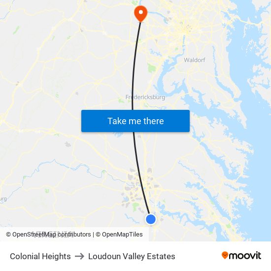 Colonial Heights to Loudoun Valley Estates map