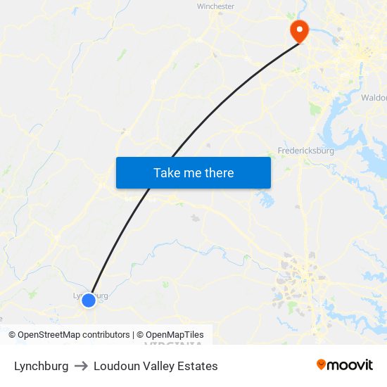 Lynchburg to Loudoun Valley Estates map