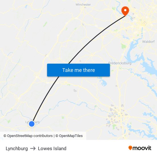 Lynchburg to Lowes Island map