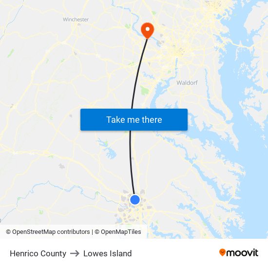 Henrico County to Lowes Island map