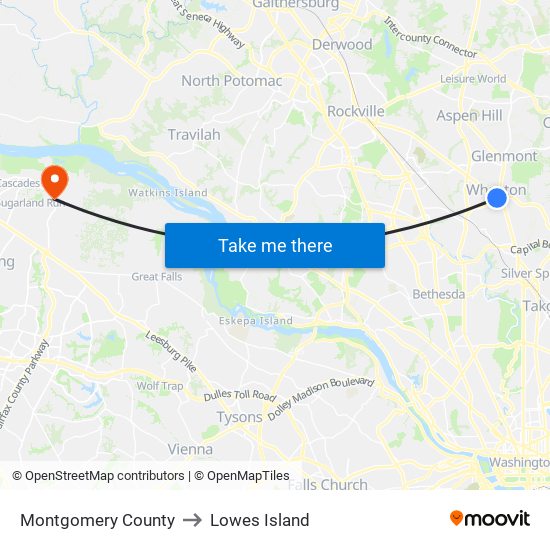 Montgomery County to Lowes Island map