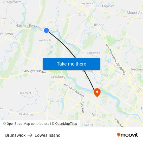 Brunswick to Lowes Island map