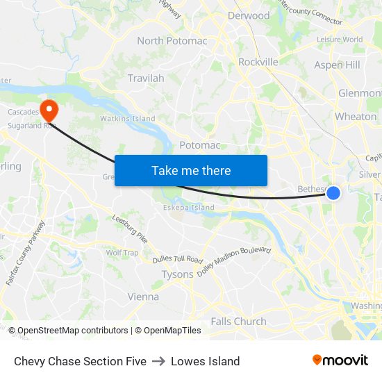 Chevy Chase Section Five to Lowes Island map