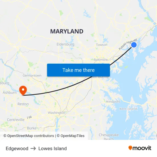 Edgewood to Lowes Island map