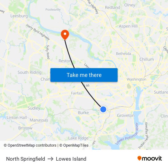 North Springfield to Lowes Island map