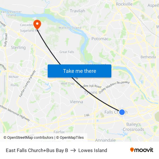 East Falls Church+Bay B to Lowes Island map