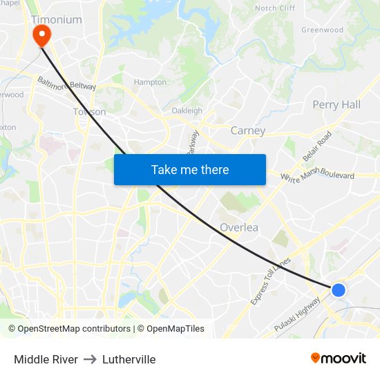Middle River Md Map Middle River To Lutherville, Washington, D.c. - Baltimore, Md With Public  Transportation