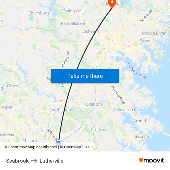 Seabrook to Lutherville map