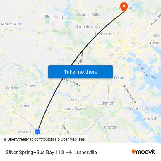 Silver Spring+Bay 113 to Lutherville map