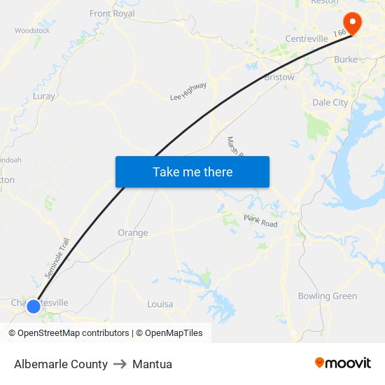 Albemarle County to Mantua map