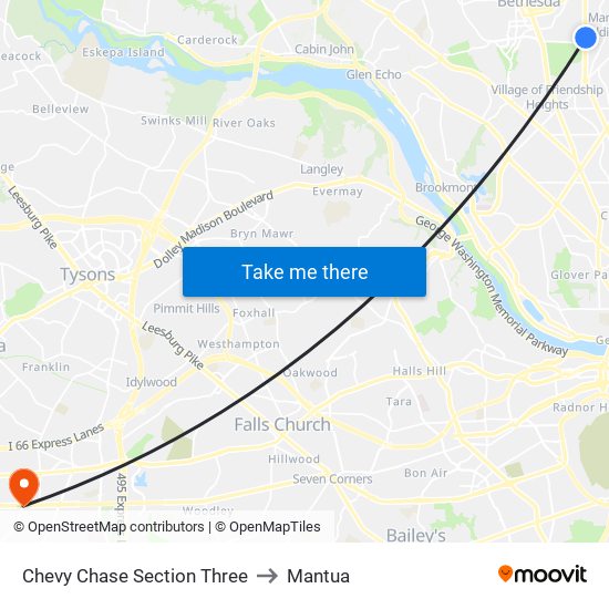 Chevy Chase Section Three to Mantua map