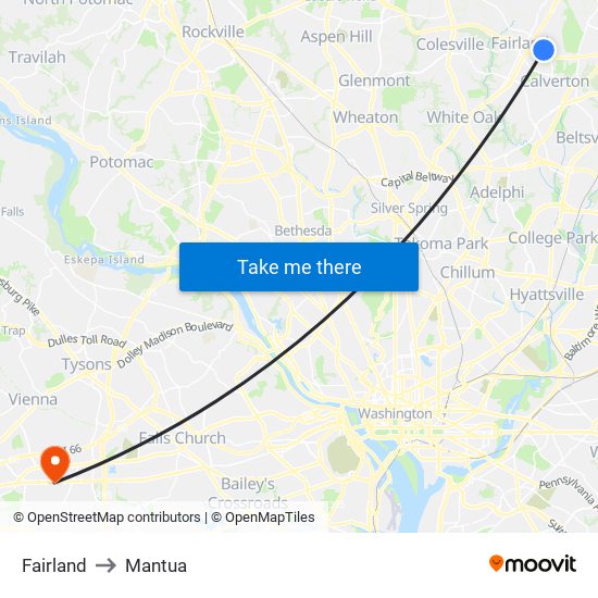 Fairland to Mantua map