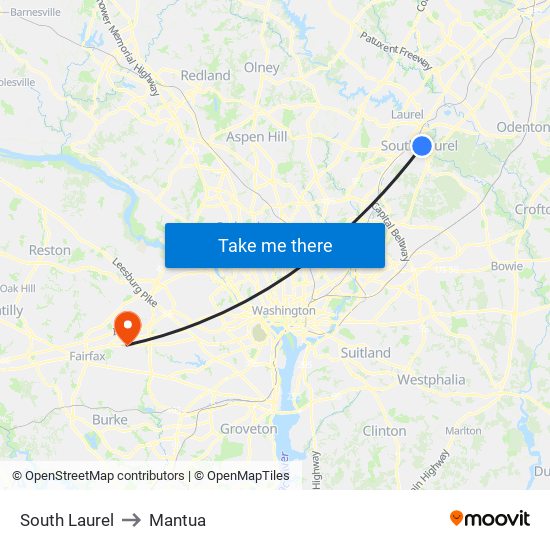 South Laurel to Mantua map