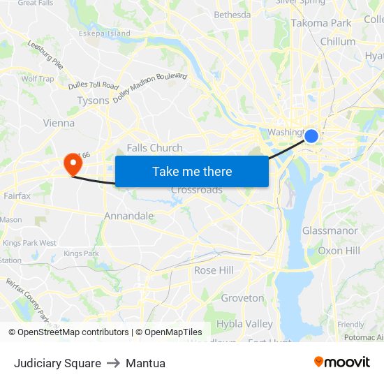 Judiciary Square to Mantua map