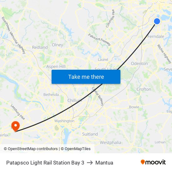 Patapsco Light Rail Station Bay 3 to Mantua map