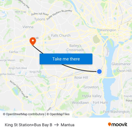 King St Station+Bus Bay B to Mantua map