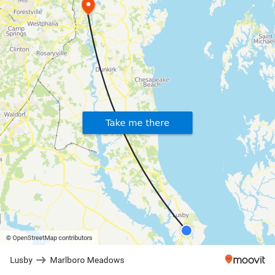 Lusby to Marlboro Meadows map