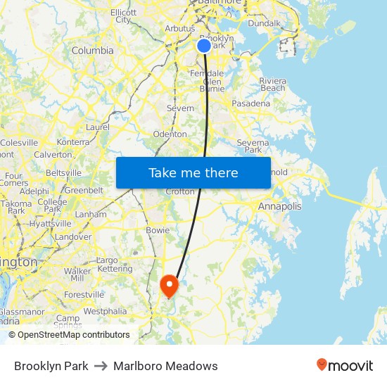 Brooklyn Park to Marlboro Meadows map