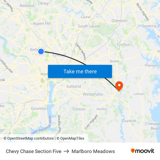 Chevy Chase Section Five to Marlboro Meadows map