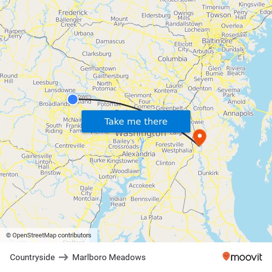 Countryside to Marlboro Meadows map