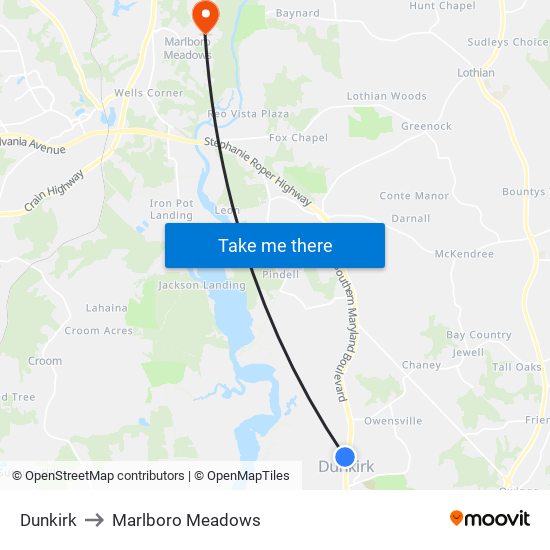 Dunkirk to Marlboro Meadows map