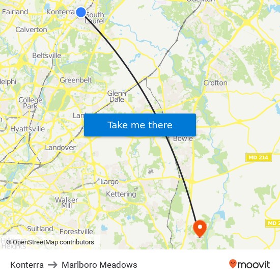 Konterra to Marlboro Meadows map