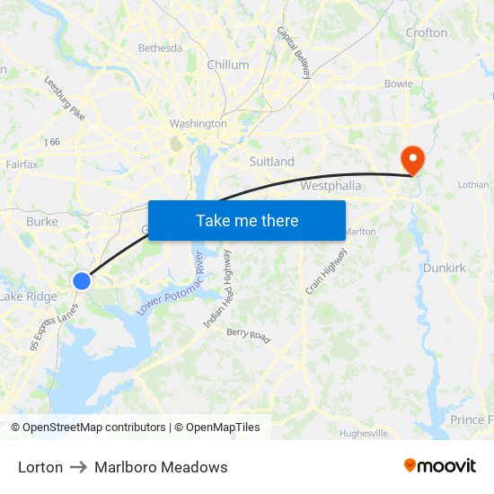 Lorton to Marlboro Meadows map