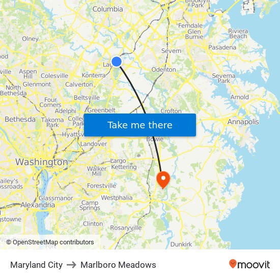 Maryland City to Marlboro Meadows map