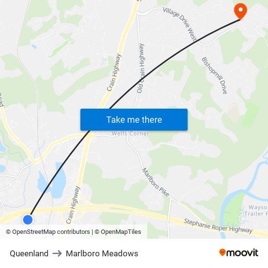 Queenland to Marlboro Meadows map