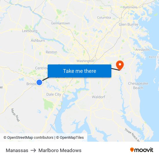 Manassas to Marlboro Meadows map