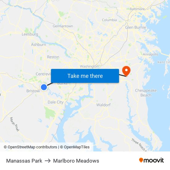 Manassas Park to Marlboro Meadows map