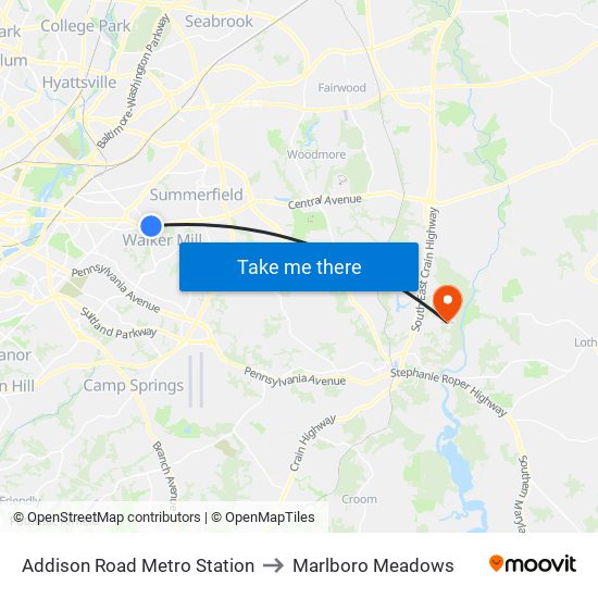 Addison Road Metro Station to Marlboro Meadows map