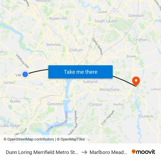 Dunn Loring Merrifield Metro Station to Marlboro Meadows map