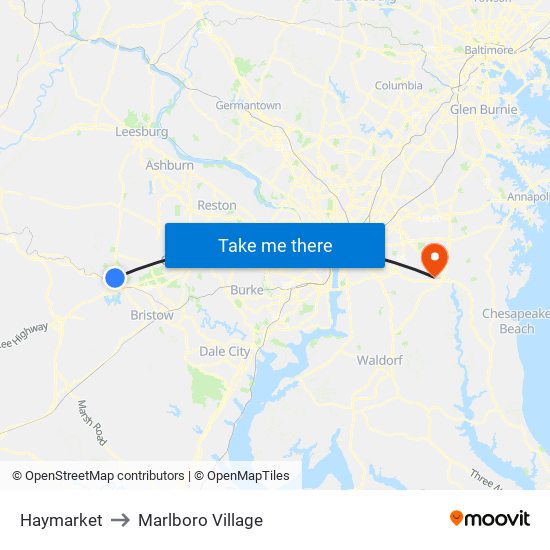 Haymarket to Marlboro Village map